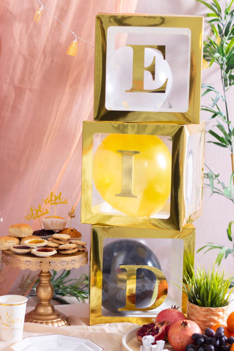Eid Gold Balloon Boxes (Set of 3)