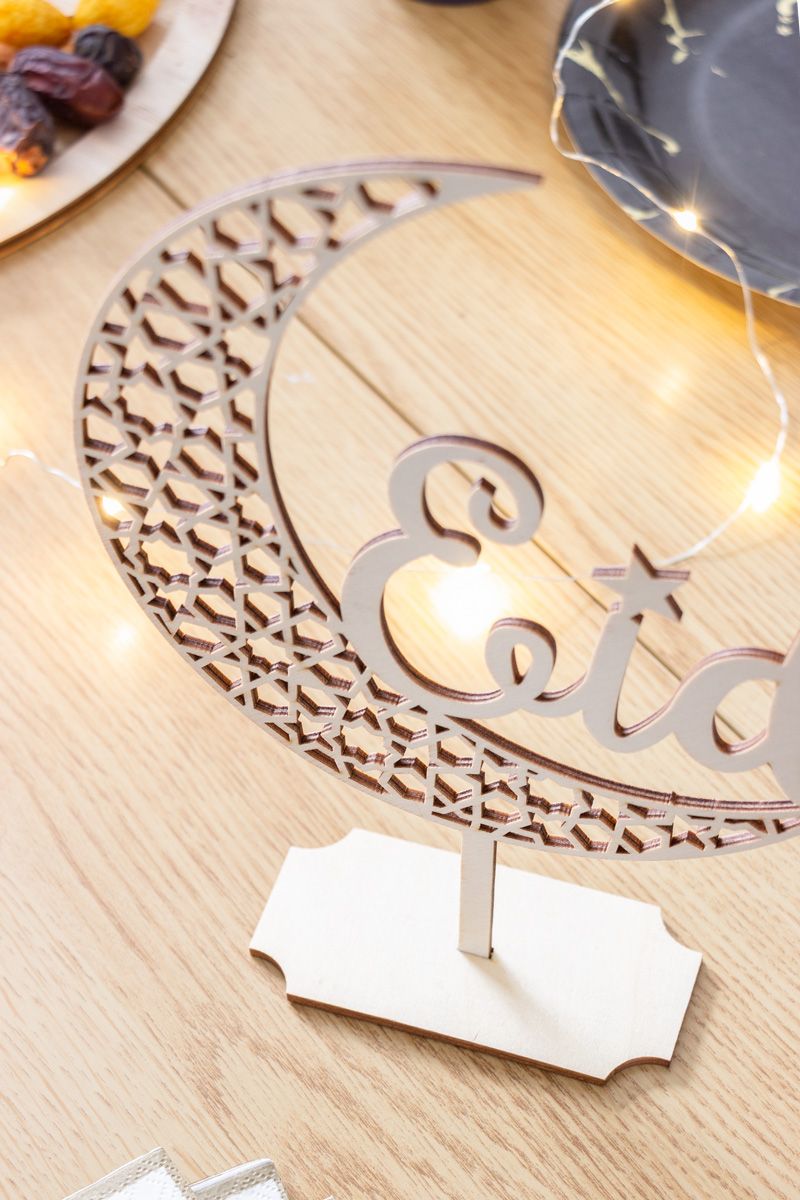 Eid Moon - Wood Table Decoration