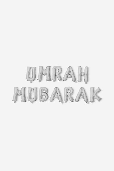Umrah Mubarak - 16" Silver Foil Balloons