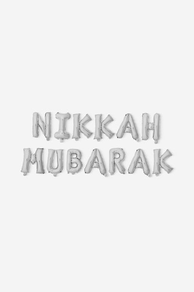 Nikkah Mubarak - 16" Silver Foil Balloons