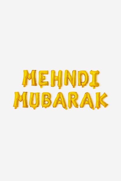 Mehndi Mubarak - 16" Gold Foil Balloons
